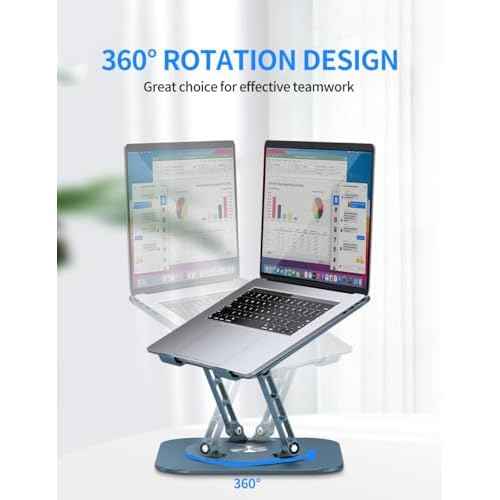 Adjustable Laptop Stand with 360 Rotating Base, Computer Stand for Laptop Ergonimic Foldable Laptop Riser for Desk Compatible with MacBook Pro/Air Notebook up to 16 Inches, Navy