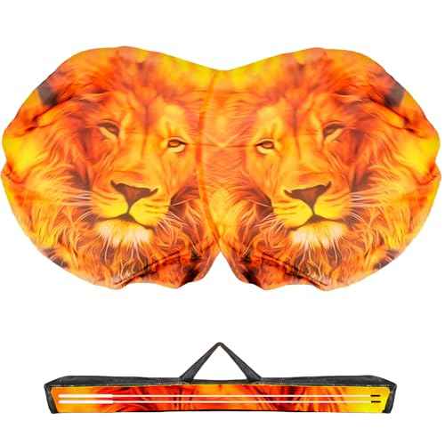 54"x54" Lion Worship Flags for Dance Church, Praise Dance Flag, Fire Flags with Flexible Rods & Storage Bag, Set of 2, Yellow-Orange-Black