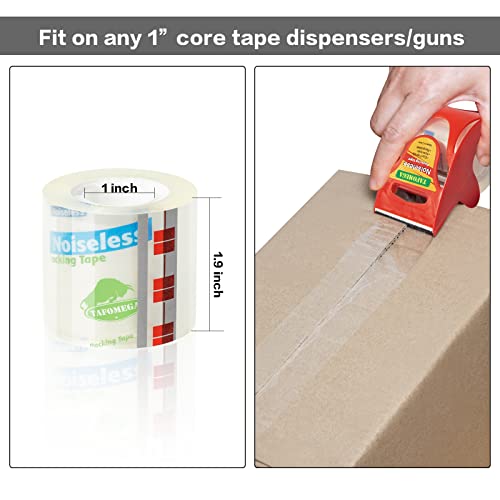 Tafomega Noiseless Packing Tape with Dispenser - Variant 3, 50u Thick, Transparent