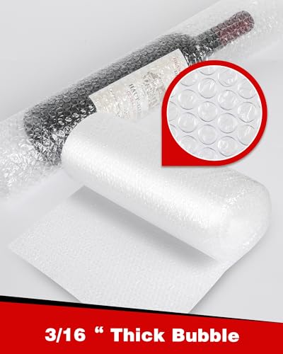 Pacific Mailer 2-Pack Bubble Cushioning Wrap Rolls 17 in x 72 ft, Perforated, Clear Shipping Protection