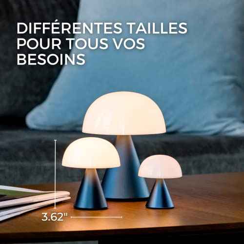 Lexon Mina M Mushroom Lamp - Portable Bedside Light for Bedrooms, Kids & Nursery - 9 LED Color Rechargeable Table Lamp with 24h Light & Dimmer, Medium - Dark Red