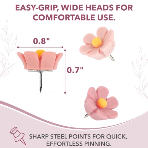 Mr. Pen Flower Push Pins, 40 Pack Decorative Thumb Tacks for Bulletin Boards