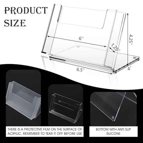 6 Pcs Postcard Acrylic Brochure Holder Organizer 4 x 6 Inch Flyer Display Stand Clear Greeting Card Display Magazine Holder for Card Organizer Desk Table Home Office Menu