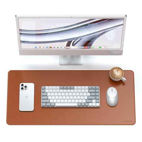 Satechi Vegan Leather Desk Mat, Large Mouse Pad Scratch and Water Resistant, Easy to Clean, Desk Pad for Office and Home, 26.8¡± x 12.4¡± x 0.1¡± - Brown