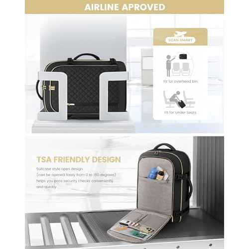 LOVEVOOK Large Travel Backpack for Women, 40L Carry on Backpack for Airplanes,TSA Personal Item Travel Bag fits 17" Laptop,Travel Essentials Carry On Bag Flight Approved with 3 Packing Cubes