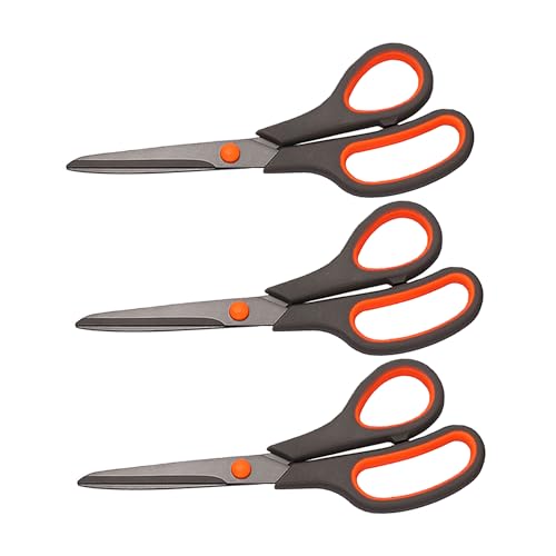 3 Pack Titanium All-Purpose Comfort-Grip Scissors for Home & Office