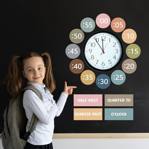 Boho Rainbow Clock Numbers Bulletin Board Kit - Teaching Time for Kids (Sereliy)