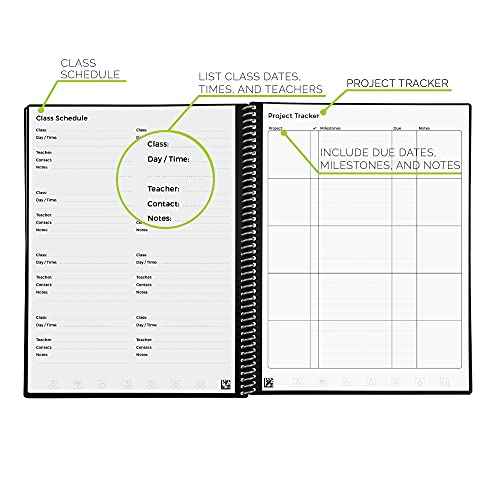 Rocketbook Smart Reusable Notebook, Academic Planner with 13 Page Types, Teal, (8.5" x 11")