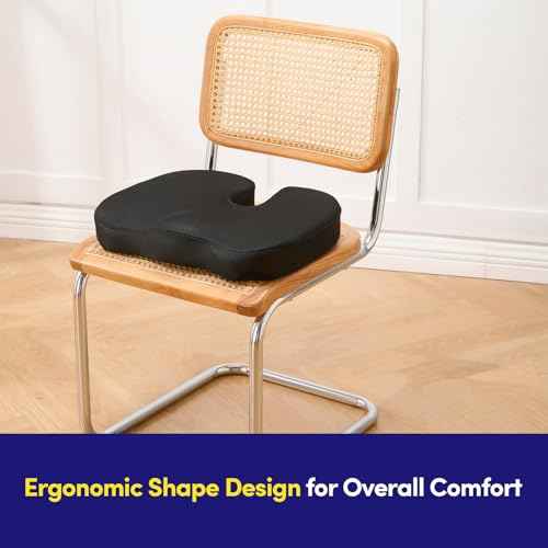Office Chair Cushion Seat Cushion for Long Sitting ?? Ergonomic CertiPUR-US¢ç Memory Foam Non Slip Seat Pad for Desk, Car, Travel, Stadium, Bleachers & Airplane ?? Tailbone Support Pillow