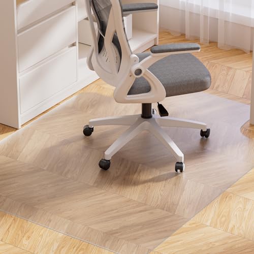 Yecaye Desk Chair Mat for Hardwood Floor, Office PVC Computer Chair Mat, Floor Protector for Rolling Chairs (Transparent, 48" x 60")