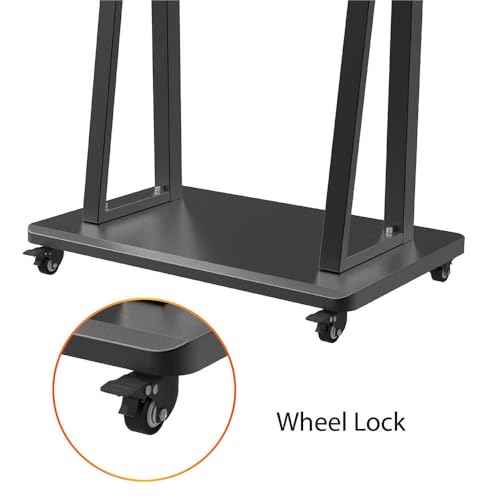 Rolling/Mobile TV Cart with Wheels for 32-65 Inch LCD LED 4K Flat Screen TVs, TV Floor Stand with Shelf Holds Up to 100 lbs | Adjustable Height Trolley Max VESA 600 x 400 mm.