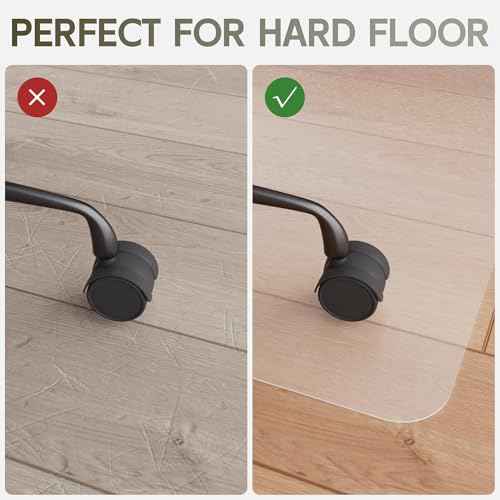 Office Chair Mat for Hardwood Floor, 48" x 30" Transparent Floor Mats Wood/Tile Protection Mat for Office & Home, 0.08" Thick Heavy Duty Desk Chair Mats, Smooth Glide for Rolling Chairs