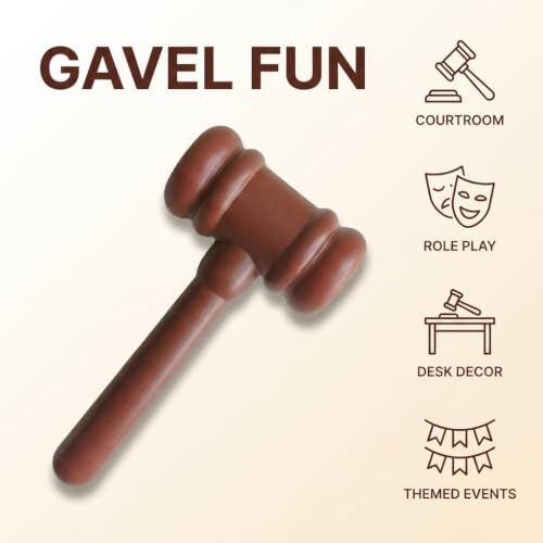 Brown Judge Gavel Toy for Role Play and Educational Activities