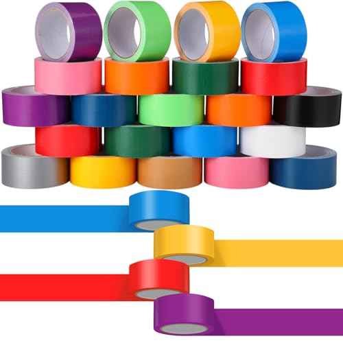 Fainne 24 Rolls Colored Duct Tape Bulk, Duct Tape Heavy Duty Waterproof, Multi Purposes, No Residue, Tear by Hand for Indoor Outdoor Use(Colorful,15 Yards X 2 Inches)