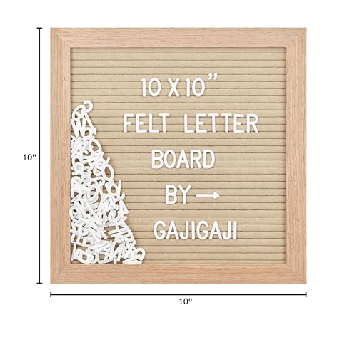 GAJIGAJI Beige Felt Letter Board 10x10 Inch Wooden Frame Personalized Sign