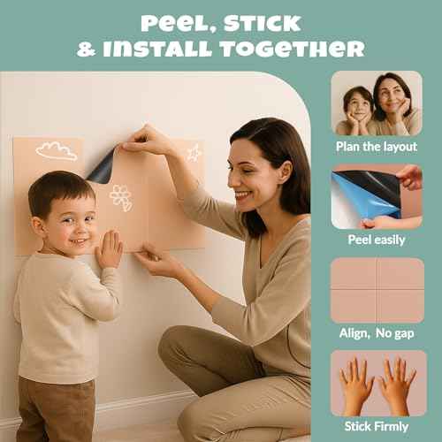 Magnetic Chalkboard Wall Decal for Kids ? Set of 6 Peel and Stick Magnet Sheets with Chalk, Tangram Puzzle, and Holder ? Modular Learning and Drawing Board for Homeschool, Playroom, Classroom