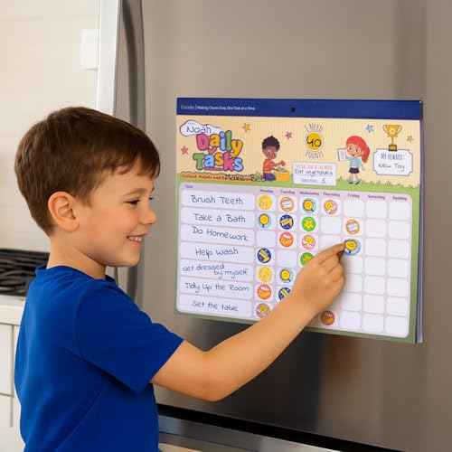 PUTSKA Behavior Reward Chart for Kids ? Includes 26 Chore Charts & 1528 Stickers ? Magnetic Chore Chart for Multiple Kids at Home to Build Responsibility & Positive Habits (Reward Chart)