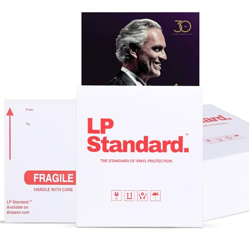 LP Standard (25 Boxes) - Heavy Duty Vinyl Record Mailers, 3x Cardboard Thickness, Protective Warning Icons, and Professional Look - Heavy Duty LP Mailers 13"x13"x0.75" - Fits 1 to 3 Records