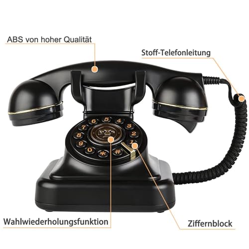 Sangyn Retro Landline Telephone Classic Rotary Design Old Fashioned Corded Desk Phone for Home and Office