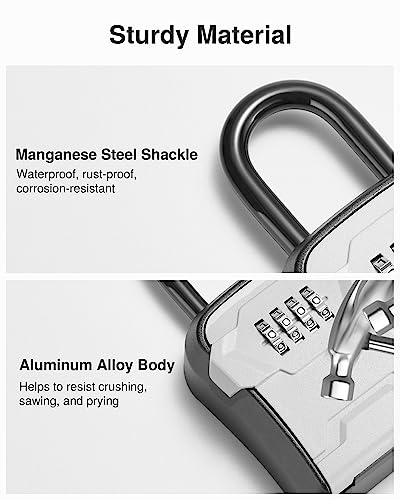 Puroma Key Lock Box for House Keys - Combination Lockbox with Code, Gray, 1