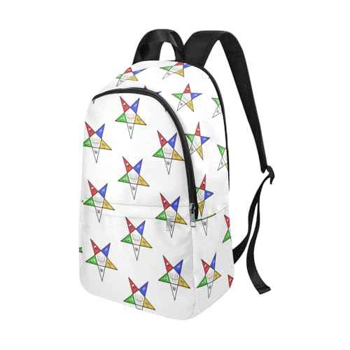 Generic OES Backpack Order of Eastern Star Print Travel Backpack, suitable for travel trips, sessions, business or for work (White OES logo back pack), Large Adult Size