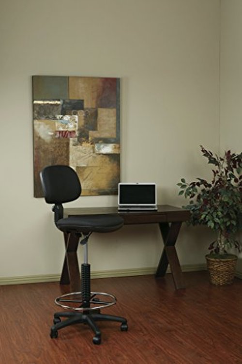 Office Star DC Series Adjustable Drafting Chair with Foot Ring and Sculptured Foam Seat, Icon Black Fabric