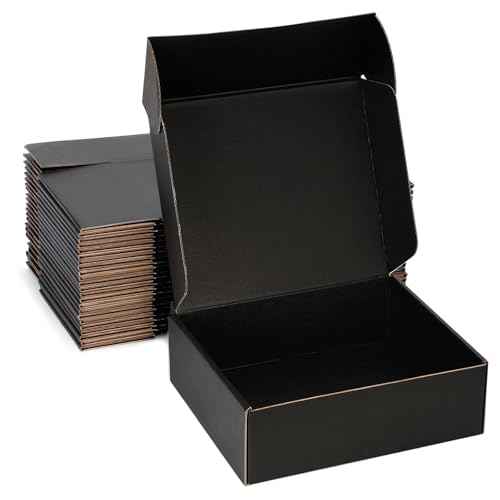 Small Shipping Boxes 12x9x3 Inches ? Black Corrugated Cardboard Boxes (20-Pack) for Mailing, Packing, Small Business & Gift Packaging - Recyclable & Sturdy