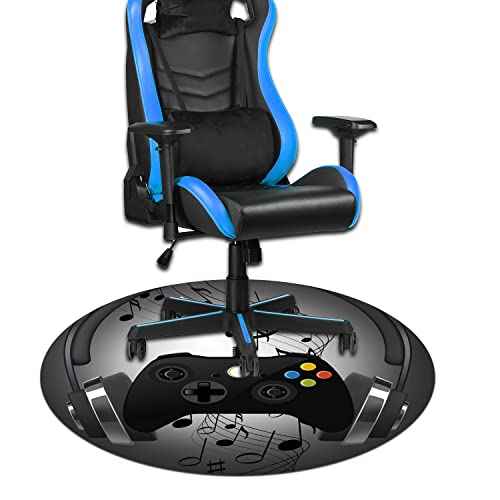 Gaming Chair Mat for Hardwood Floor Non-Slip Round Office Chair Mat for Computer Chair Carpet for Office Gaming Room (Round 47", Black)
