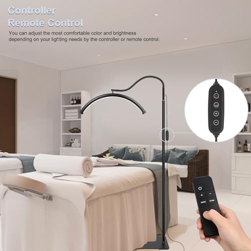 Half Moon Lash Lamp for Eyelash Extensions & Estheticians, 19'' Dimmable LED Lash Light with Flexible Gooseneck, Shadow-Free Moon Light for Lash Tech, Tattoo, SPA, Eyelash Lamp(Glossy Black)