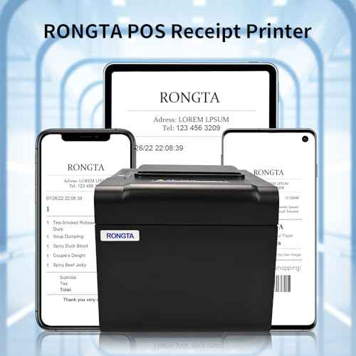 Rongta POS Receipt Printer, 80mm Thermal Printer, ESC/POS, Restaurant Kitchen Printer with Auto Cutter Support Cash Drawer,USB Serial Ethernet Receipts Printer for Small Business,Not for Square