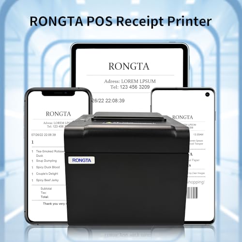 Rongta 80mm Thermal POS Receipt Printer with Auto Cutter - Fast & Reliable