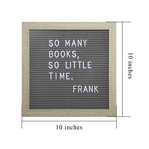C CRYSTAL LEMON Felt Letter Board 10x10 Inch ? 336 Letters, Numbers & Symbols ? Gray Message Board with Wooden Frame, Wall Mount or Free Standing