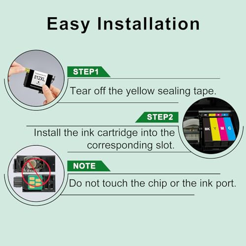 Remanufactured for 812XL Ink Cartridges Combo Pack with Lastest Chip Replacement for Epson 812 812XL T812XL Ink Cartridges Work with Epson Workforce Pro WF-7840 WF-7820 WF-7310 EC-C7000 Printers