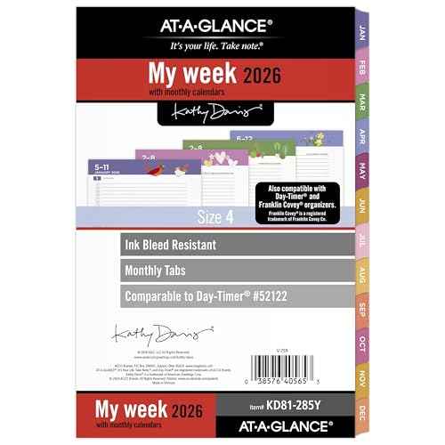 AT-A-GLANCE 2026 Planner Refill, Weekly & Monthly, 5.5" x 8.5", Size 4, Desk Size, 52122 Day-Timer, Kathy Davis (KD81-285Y-26)
