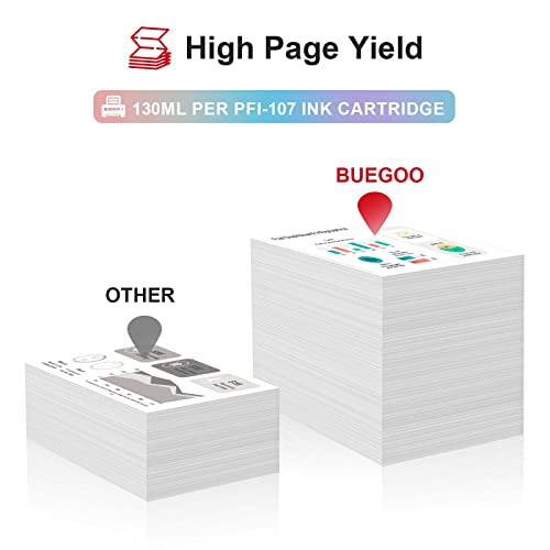 PFI-107 Yellow Ink Cartridge Compatible for Canon PFI107 PFI-107Y for imagePROGRAF iPF780 iPF785 iPF770 iPF685 iPF680 iPF670 Printer, 130ml