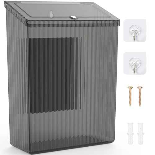 Sealegend Magnetic Slim Trash Can Wastebasket with Lid, Lint Bin, Storage Bins Perfect for Kitchen, Fridge, Cabinet, Bathroom, Laundry Room Organization, Black