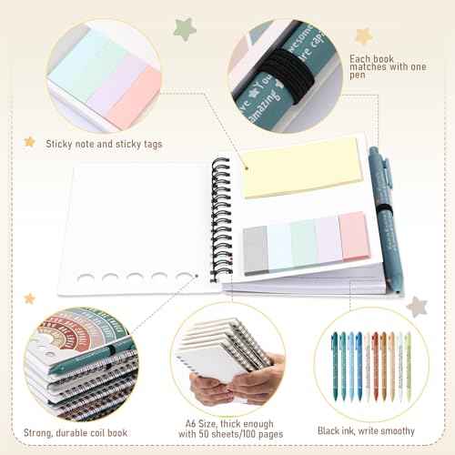 Janlaugh 60 Pcs Mental Health Awareness Gifts Includes 30 Mental Health Planners Notebook with Adhesive Notes 30 Ballpoint Pen Therapist Journal Self Care Items Positive Affirmation