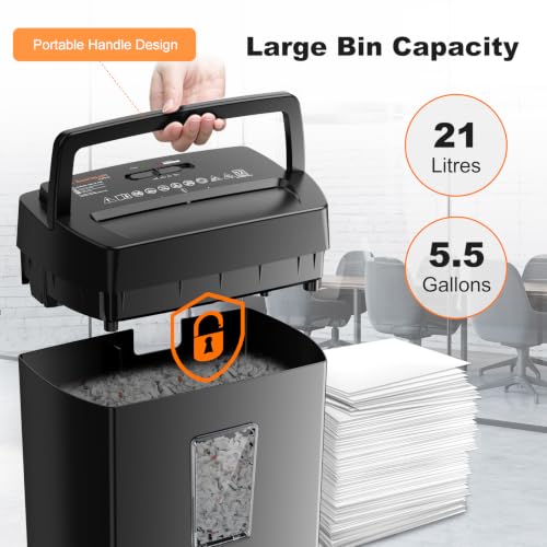 Bonsaii 12-Sheet Cross Cut Paper Shredder All Black Large Heavy Duty Home Office Security P-4
