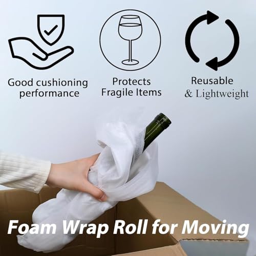 WAUPPY 50ft x 10in Foam Wrap Roll for Moving & Fragile Item Protection