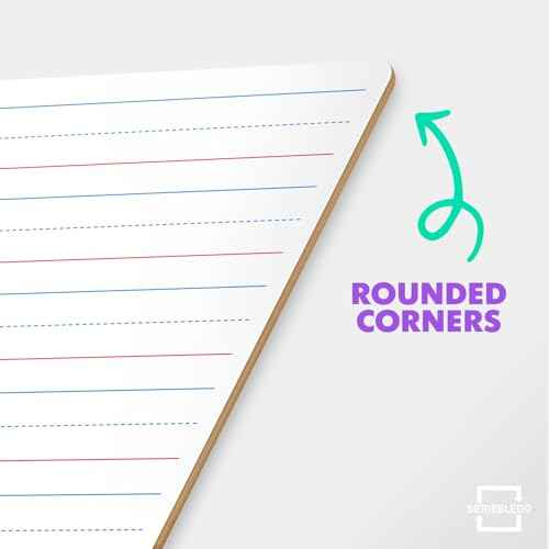 Scribbledo Double Sided Whiteboard Lined Dry Erase Board for Kids Ruled Writing Board Handwriting Practice Small White 9x12 Dry Erase Board with Lines Education Teacher Supplies