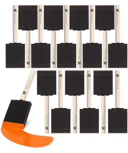 Bates Choice Foam Paint Brushes 2 Inch, 16 Pack with Black Wooden Handles
