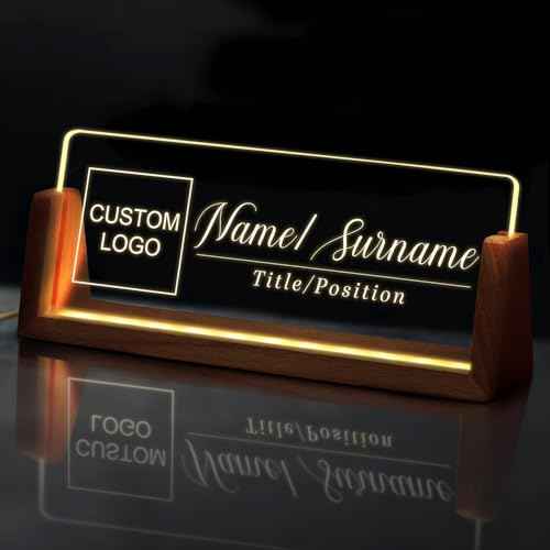 Custom Light Up Name Plate for Desk, Desk Name Plate Personalized with Logo, Employee Appreciation Gift, Personalized Office Gifts for Boss Coworkers Teacher, Office Decor for Women Men