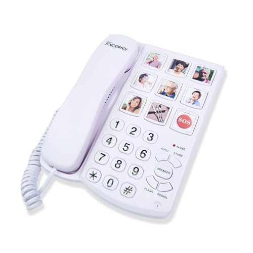 Excelltel EX-LD-858HF Big Button Phone for Seniors, Corded Landline, One-Touch Dialing