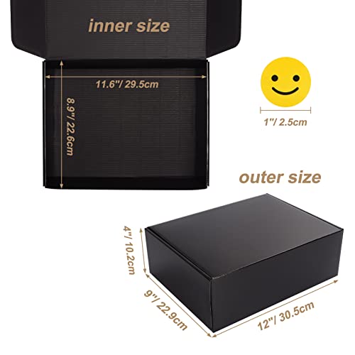 ZBEIVAN 12x9x4 Black Small Shipping Boxes, 20 Packs Corrugated Cardboard Mailer Boxes for Packaging Small Business Mailing Gifts Wrap Boxes with Lids