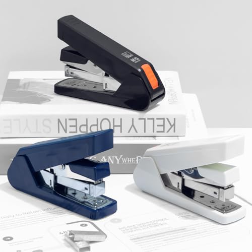 M&G Effortless Stapler 50 Sheet Capacity One-Touch Stapling, Heavy Duty Desktop Stapler Includes 1000 Staples and Remover, Portable Handheld Staplers for Home & Office (Black)
