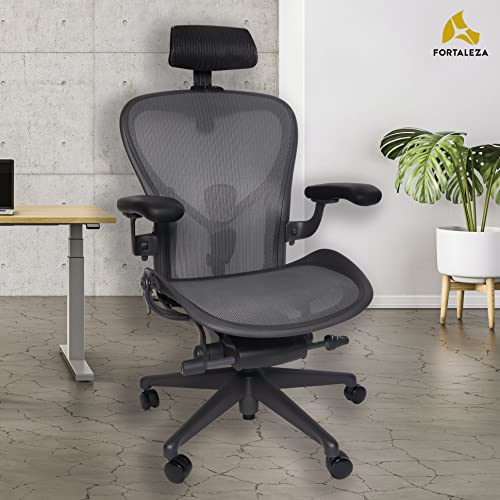 Fortaleza New Headrest for Herman Miller Aeron Classic, Compatible with Atlas Headrest Including A, B, C Sizes (Black)