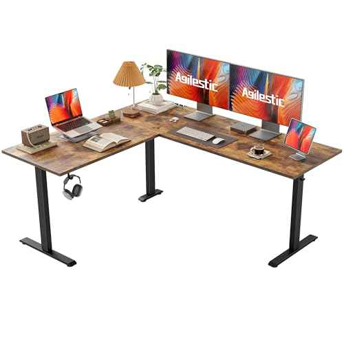 Agilestic L Shaped Standing Desk 63 x 55 inch Adjustable Height, Electric Corner Standing Desk, Sit Stand Computer Table with Splice Board, Rustic Brown