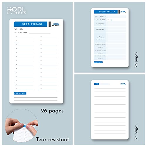 Seedbook By Hodl My Seed ? The Safest And Most Convenient Way To Store Your Crypto Recovery Seed Phrases. Securely Lock Your Cold Storage Keys In This Safe Password Notebook(1, Black)