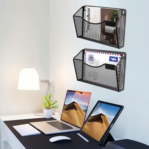 Gawerk 3 Pack Black Wall File Organizer Mesh Wall Pocket Office & Home