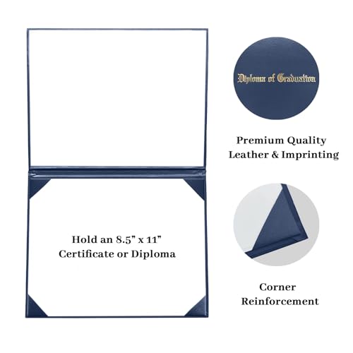 Happy Secret Navy Diploma Cover Holder 8.5 x 11 Inch (1 Pack) Certificate Folder
